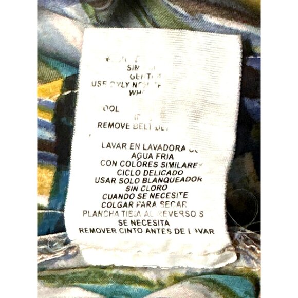 Corey P Size 8 Multicolor Abstract Print Dress V Neck Pleated Waist Modern Chic - Picture 9 of 10